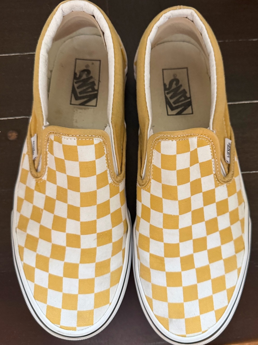 Vans Slip-On Checkerboard Sneakers - Yellow & White